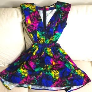 Size Medium Multicolored Mini Skater Dress